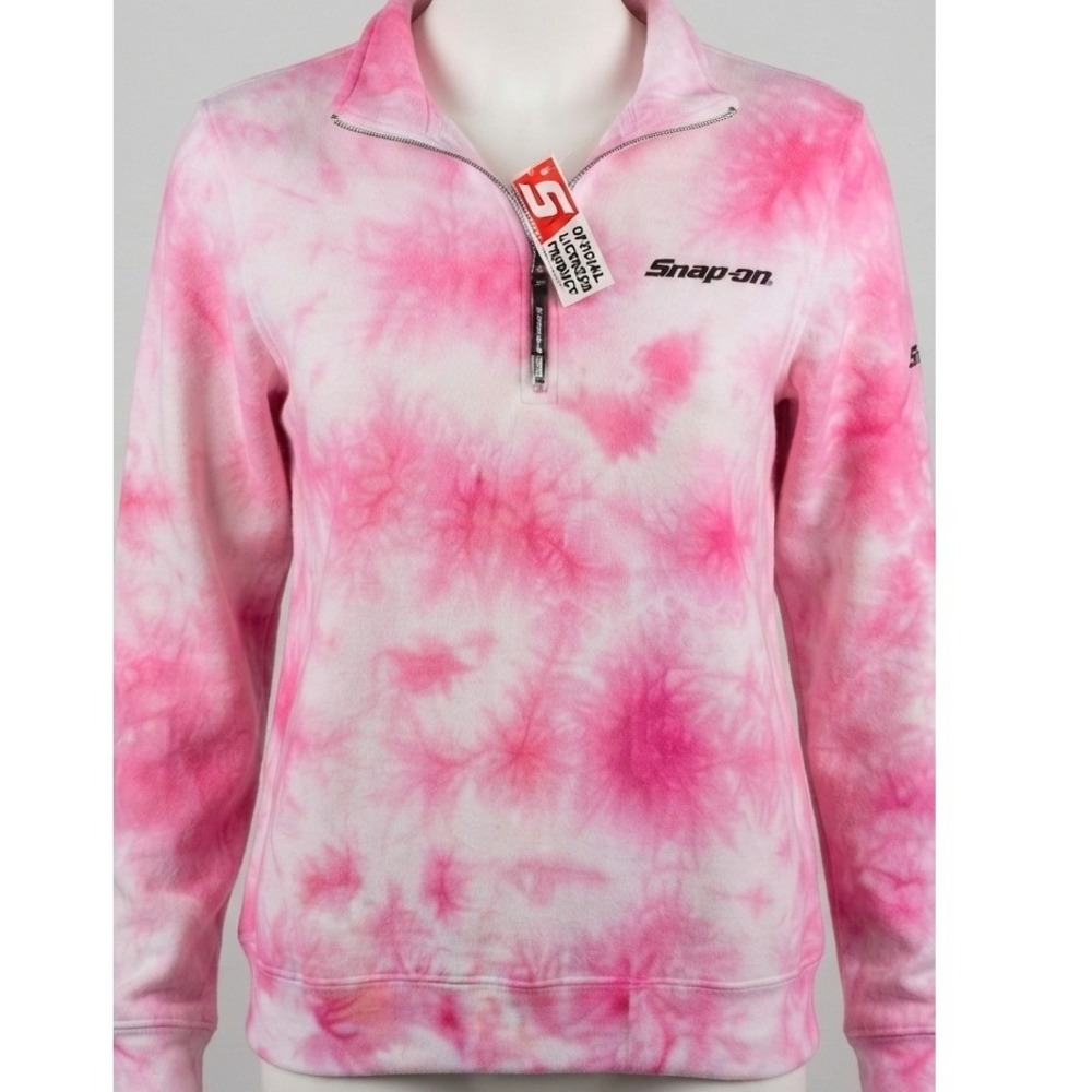 Snap-on Charles River Pink Tie Dye 1/4 Zip Sweatshirt Rose Graphic Small NWT